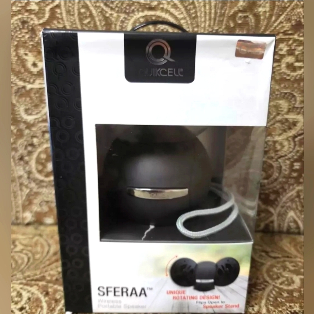 Quikcell SFERAA Bluetooth Portable Speaker Flips Open To Speaker Stand